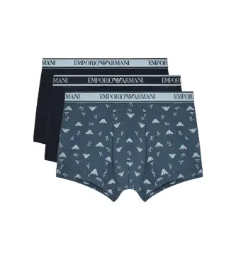per uomo EM000370_AF20669 Set di 3 boxer elastici blu (L), Homewear, Cotone