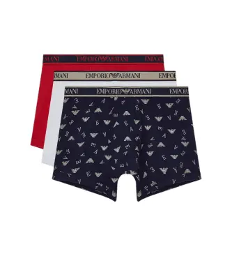 per uomo EM000371_AF20669 Set di 3 boxer blu navy, rosso, bianco (M), Homewear, Cotone