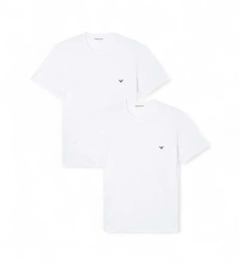 per uomo EM000391_AF14132 Set di due magliette bianche in maglia (XL), Bianco, Homewear, Cotone, Manica corta
