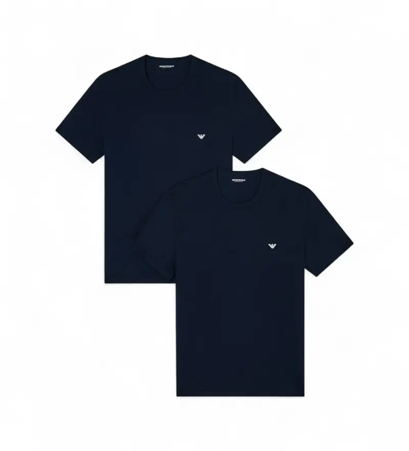 per uomo EM000391_AF14132 Set di due magliette in maglia blu navy (XL), Casual, Homewear, Cotone, Elastan, Manica corta