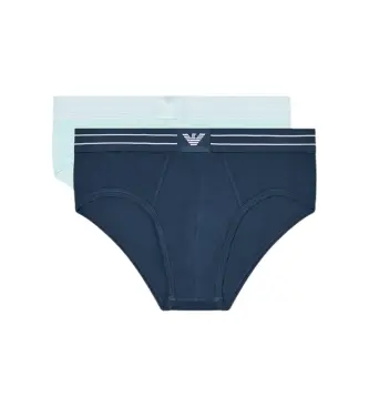 per uomo EM000401_AF18884 Set di 2 slip Logolabel blu, turchese (S), Homewear, Cotone