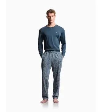 per uomo EM000611_AF18885 Pigiama con motivo misto blu (L), Homewear, Cotone, Manica lunga