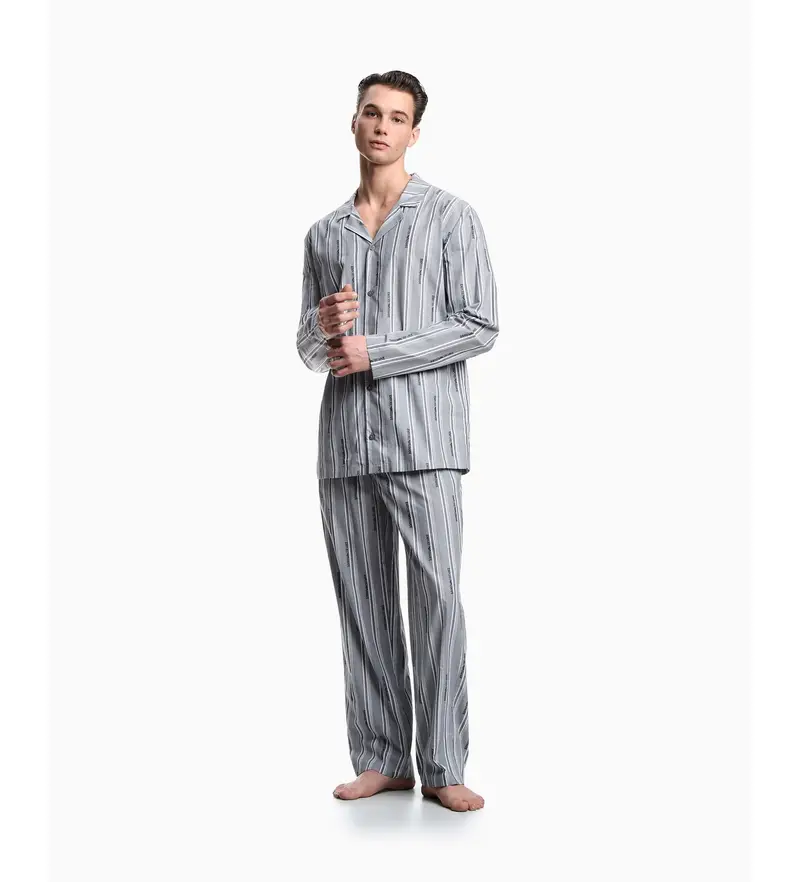 per uomo EM000615_AF18543 Pigiama da notte grigio (L), Homewear, Cotone, Manica lunga