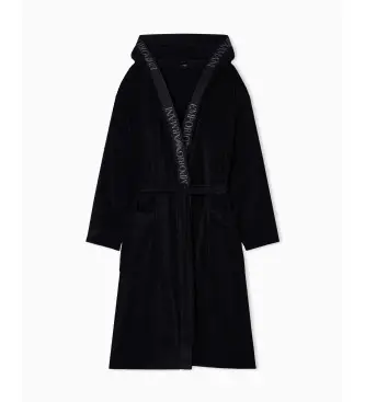 per uomo EM002255_AF14986 Accappatoio in spugna con logo sul bordo nero (XL), Homewear, Cotone