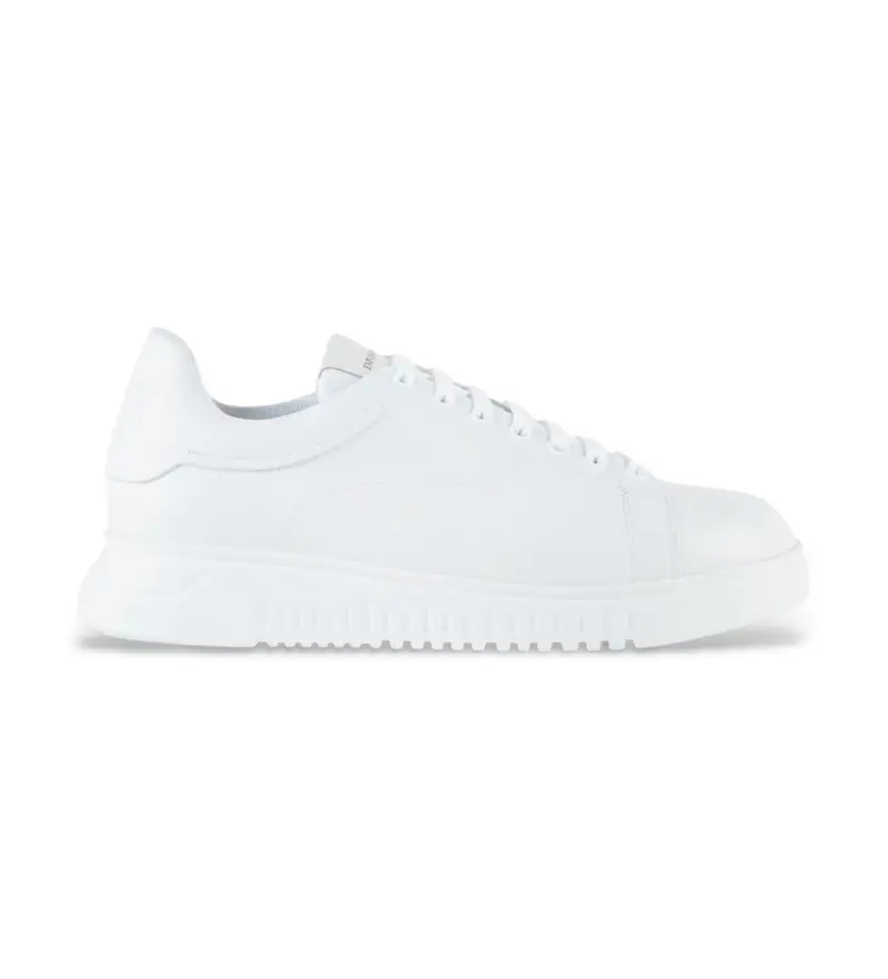 per uomo EM003663_AF19999 Sneakers in pelle a righe bianche (45), Bianco, Basso, Stringhe, Casual