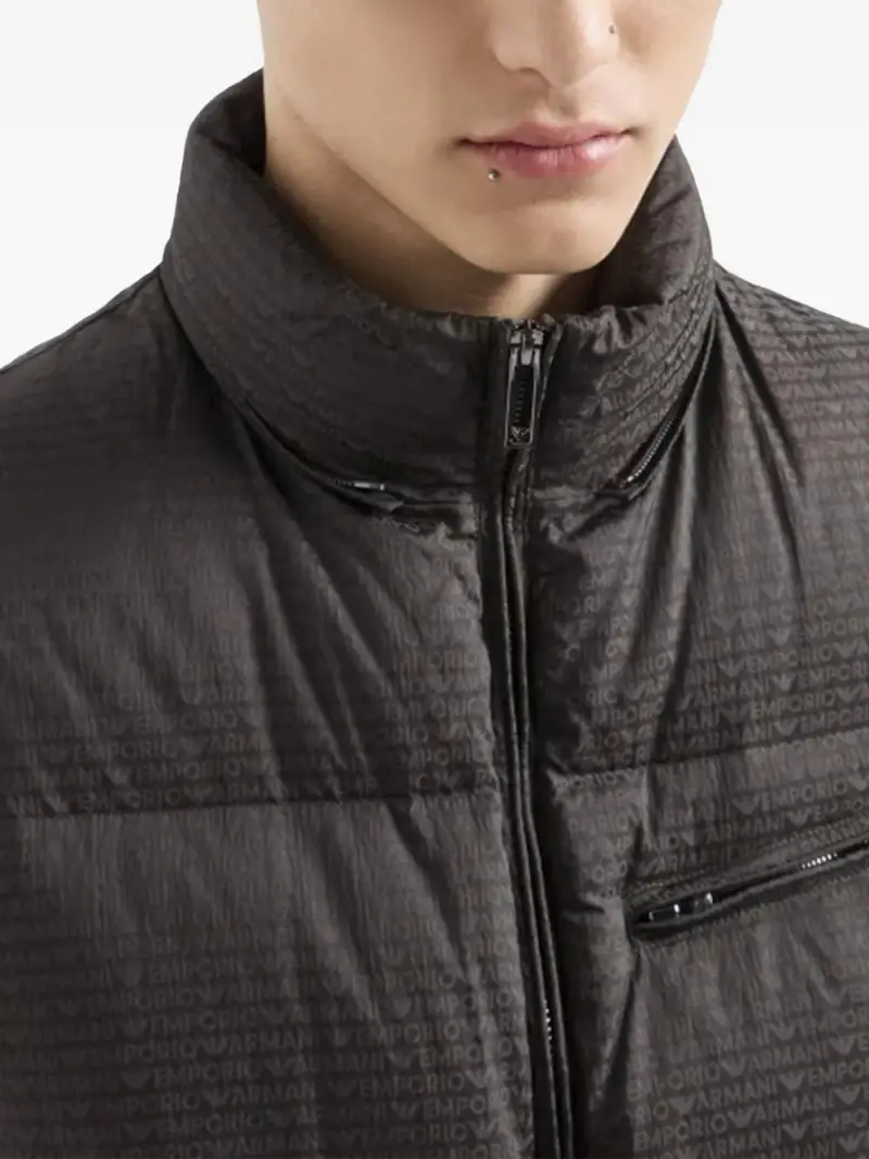 Piumino smanicato logo lettering all-over verde V Verde milatare miniatura 2