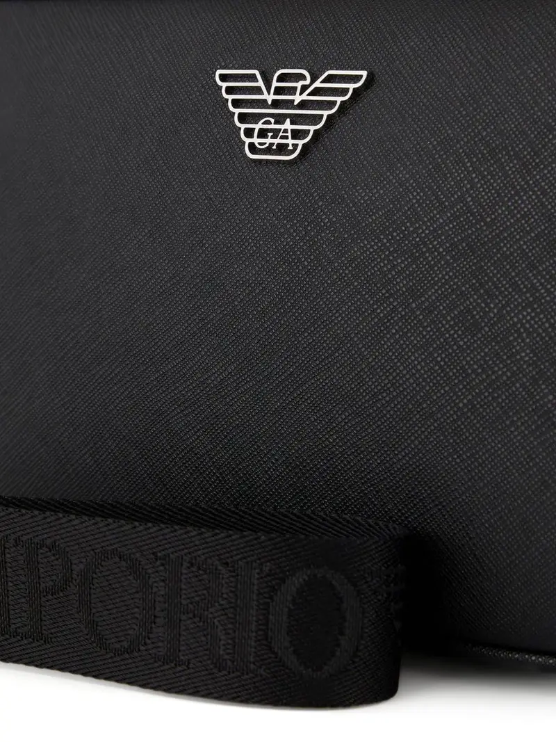 Pochete nera con logo e chiusura a zip Nero miniatura 3