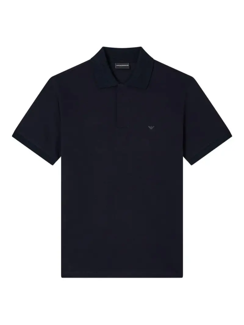 Polo blu navy con logo e chiusura a zip