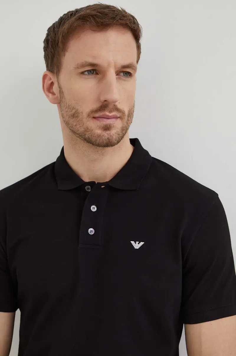 polo in cotone colore bianco Nero miniatura 4