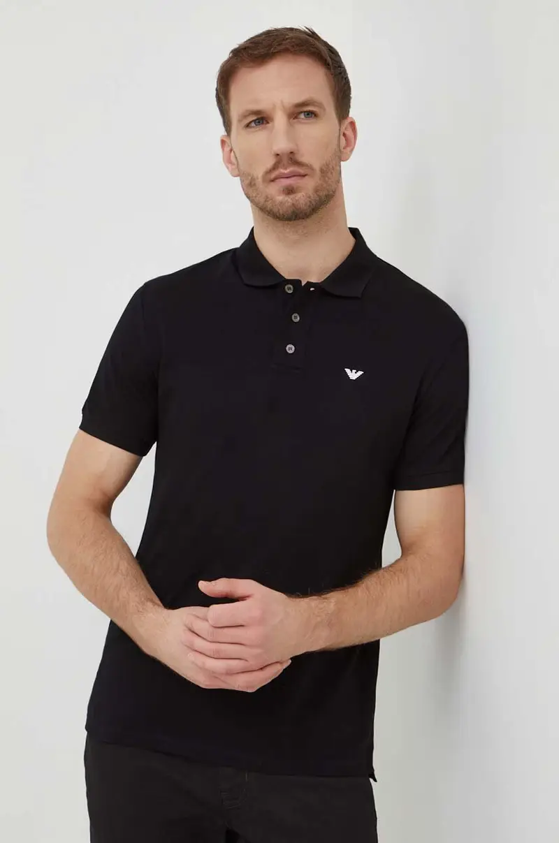 polo in cotone colore bianco Nero