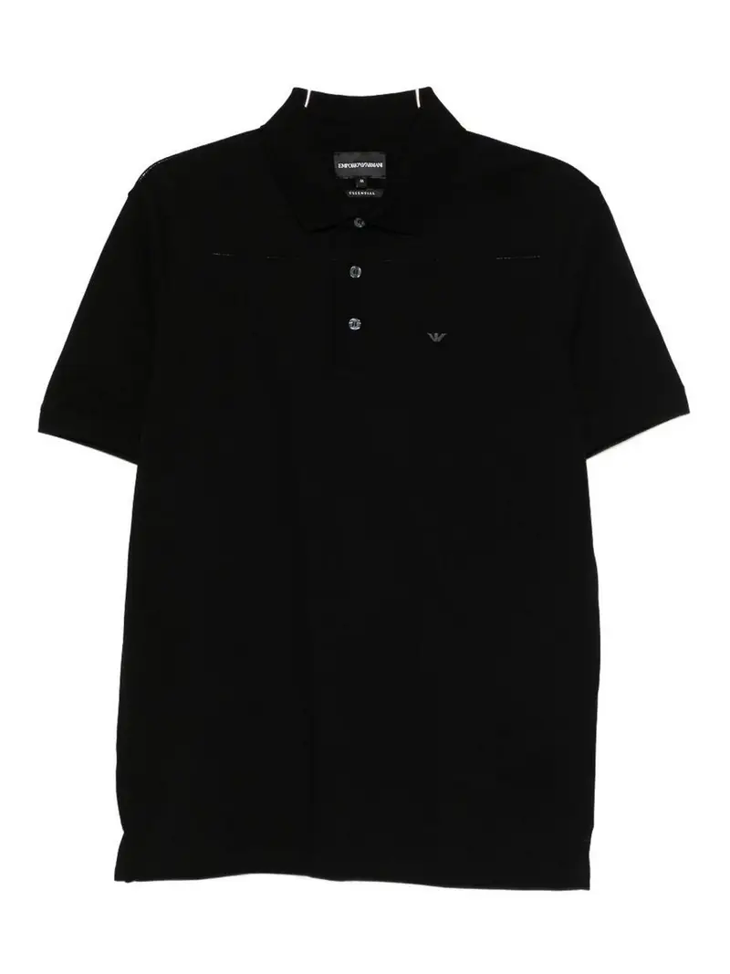 Polo in cotone con logo Nero