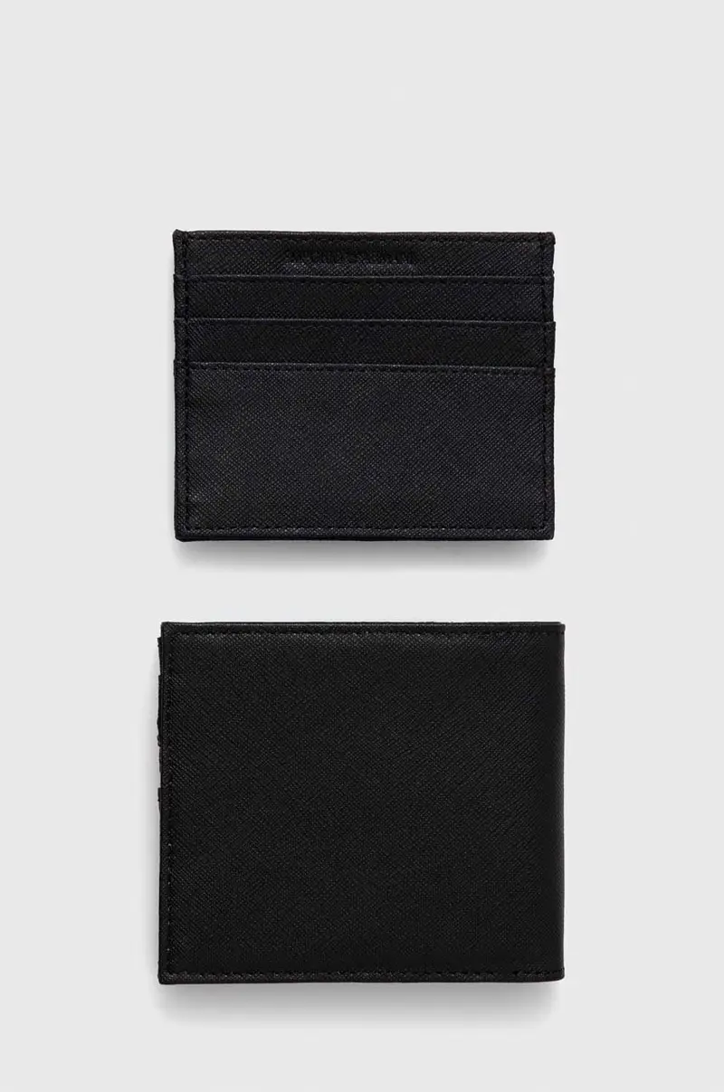 portafoglio e custodia in pelle per carte di credito uomo Nero miniatura 2