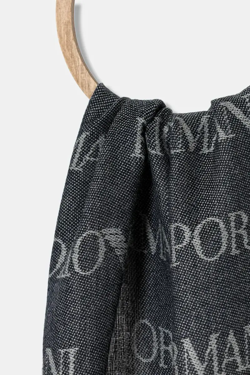 scialle con lana colore blu navy EM004238 AF21541 miniatura 2