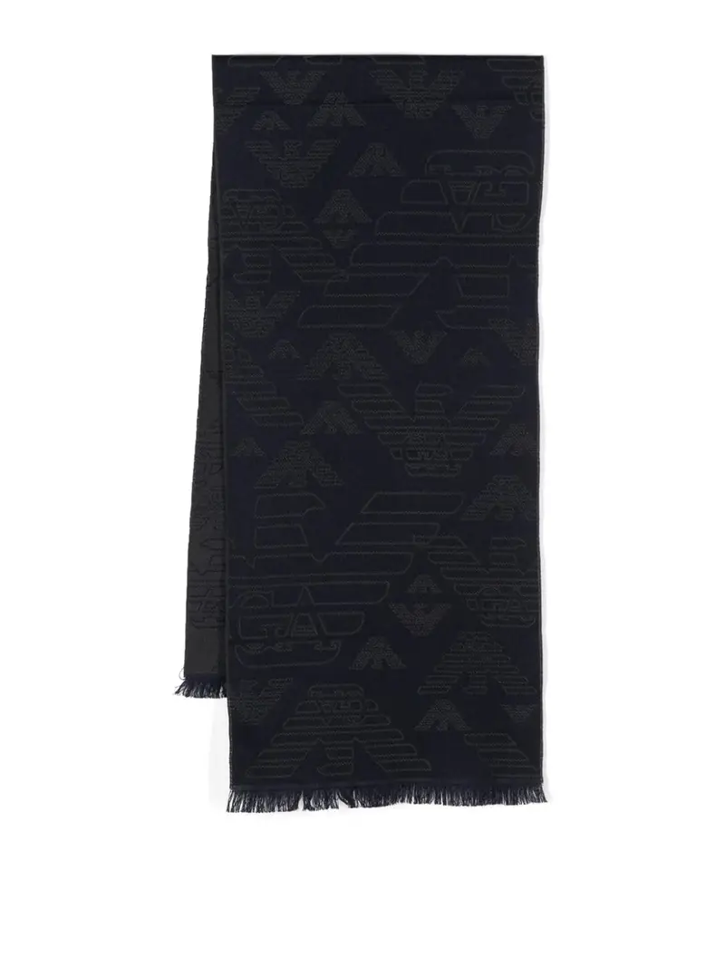 Sciarpa in lana con logo all over Blu