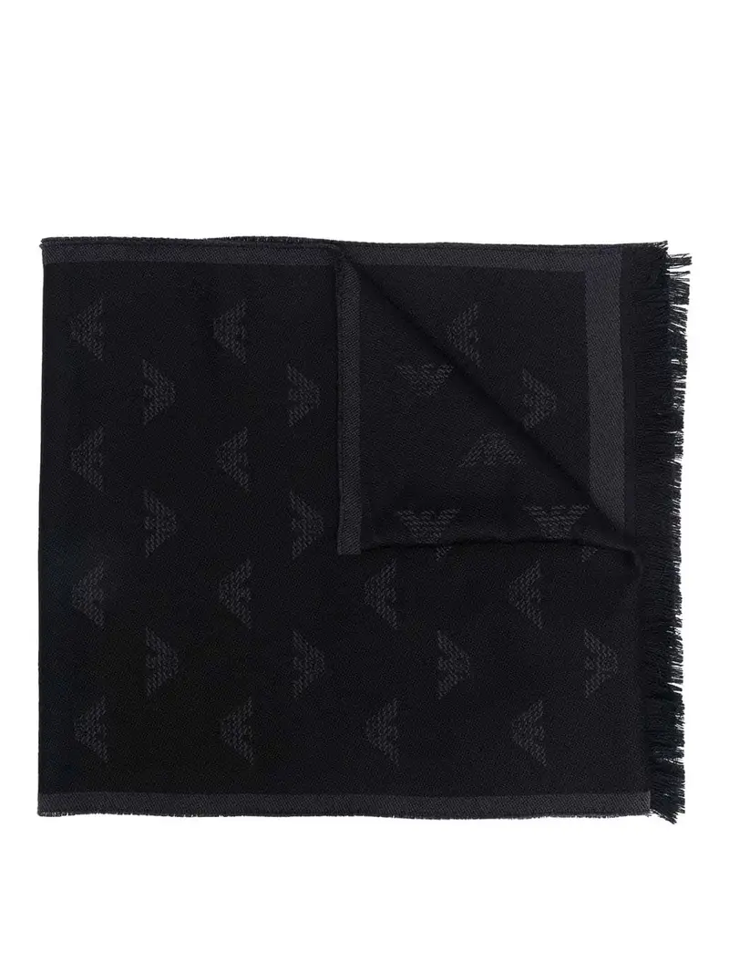 Sciarpa in lana con logo all over Grigio