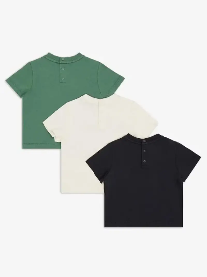 Emporio Armani set multicolor verde neonato three pack tshirt in cotone logo sul davanti miniatura 3