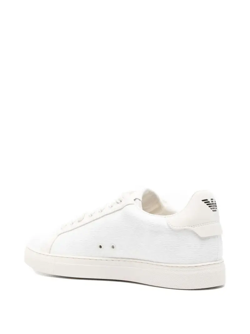 Sneakers bianche con allacci in pelle e punta rotonda Bianco miniatura 3