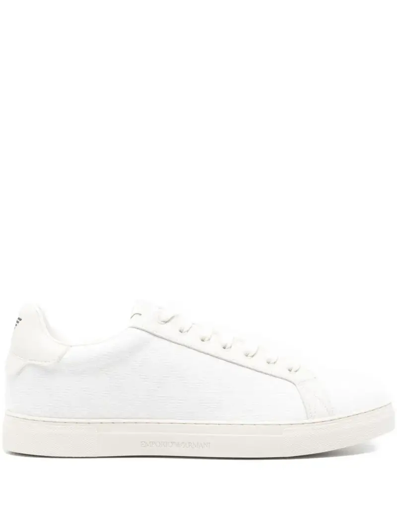 Sneakers bianche con allacci in pelle e punta rotonda Bianco