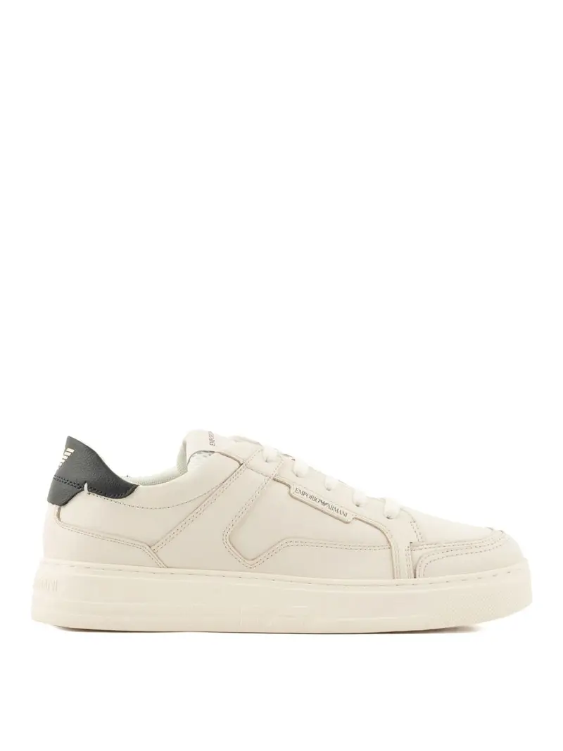 Sneakers in pelle con logo Bianco