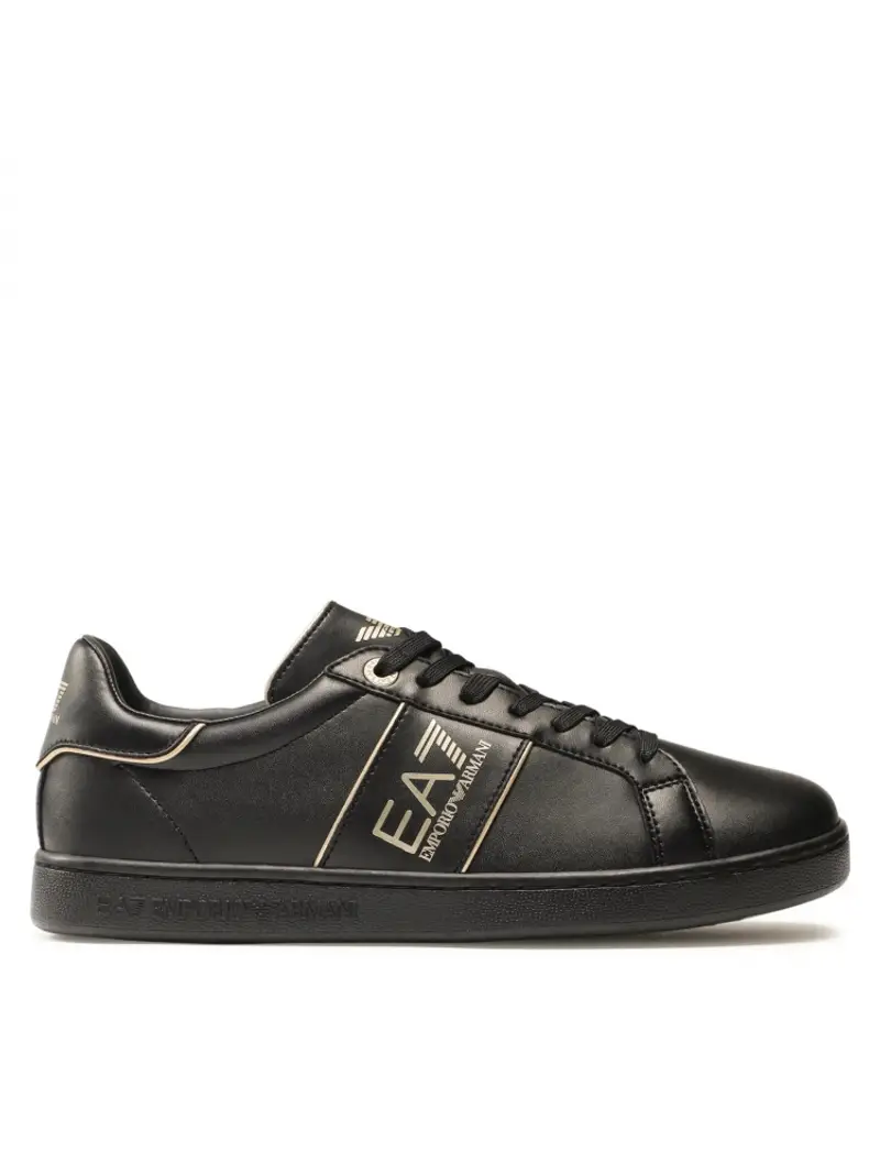 sneakers unisex classic in pelle con profili a contrasto nero/oro