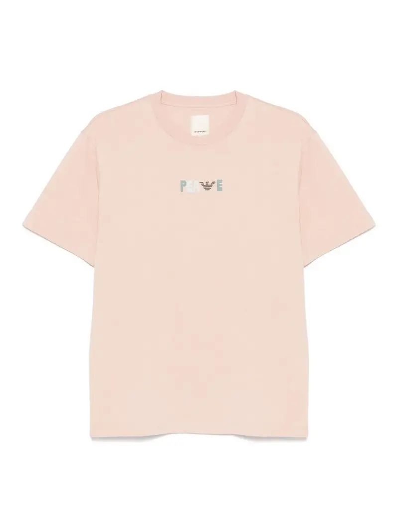 T-shirt di cotone organico stampato Beige