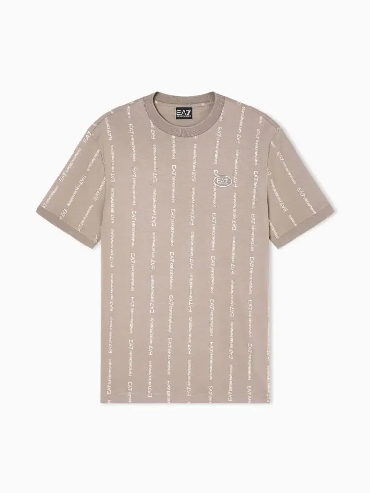 t-shirt girocollo graphic series in cotone beige