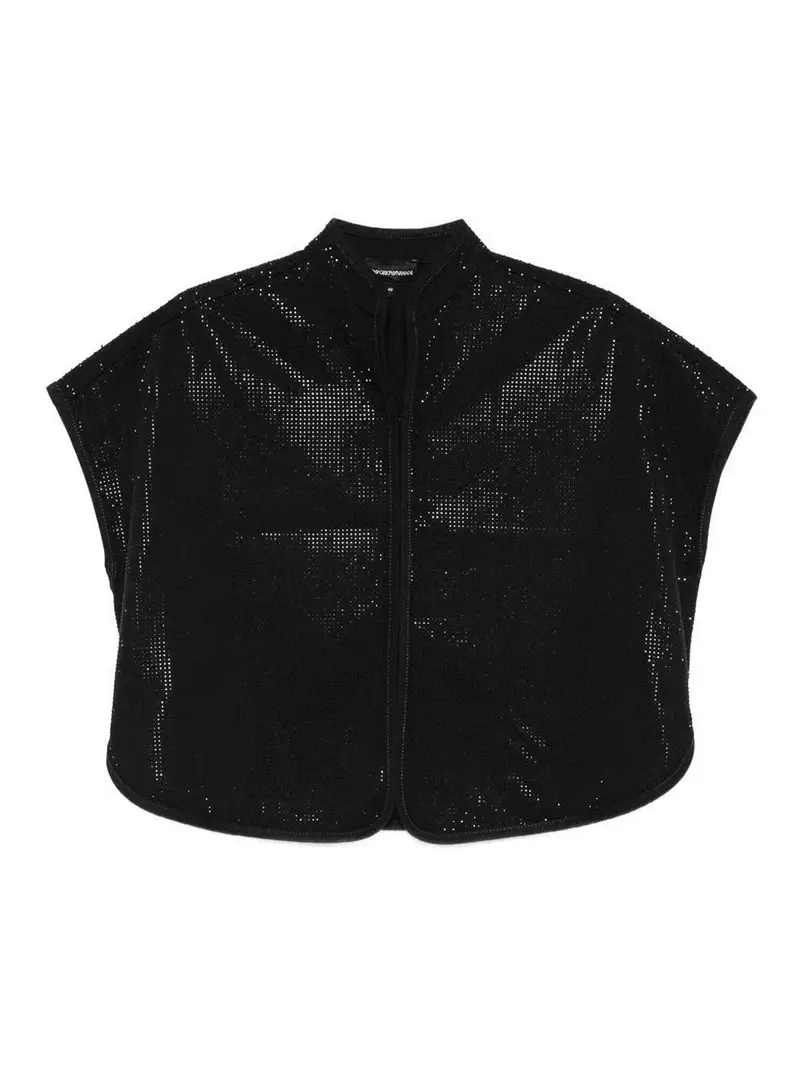 Top corto borchiato Nero