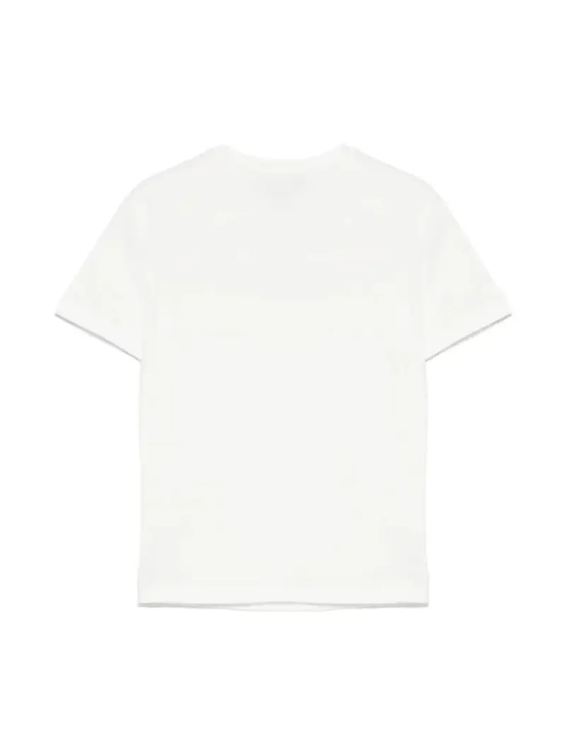 Emporio Armani tshirt bianca bambina in cotone logo con ricamo fiori sul davanti miniatura 2
