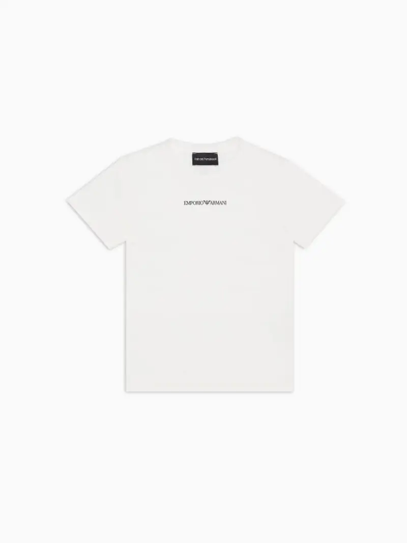 Emporio Armani tshirt bianca bambino logo lettering sul davanti