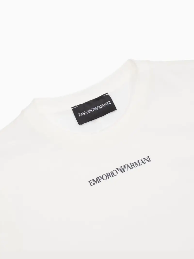 Emporio Armani tshirt bianca bambino logo lettering sul davanti miniatura 2