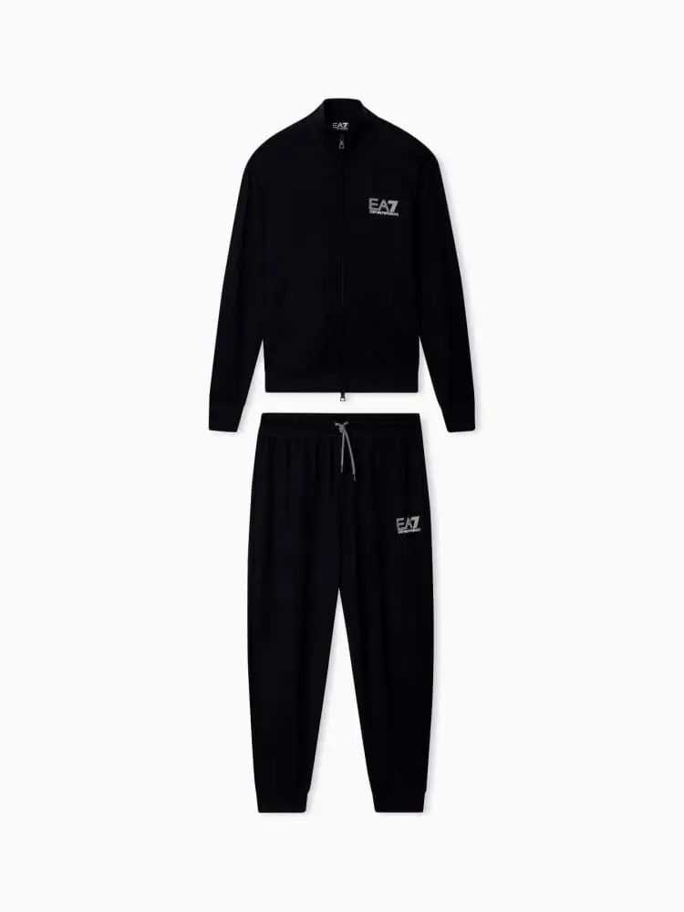 tuta con zip visibility in puro cotone nero con logo