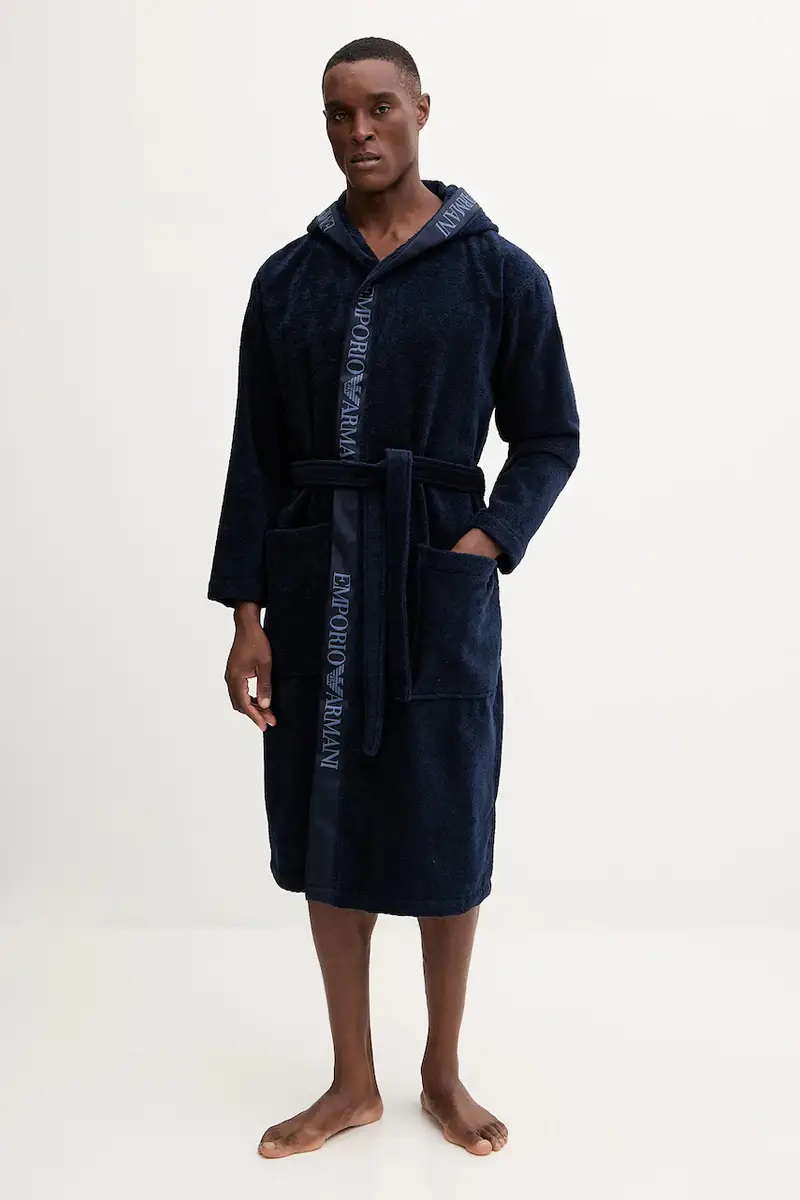 accappatoio in cotone colore blu navy EM002255 AF14986