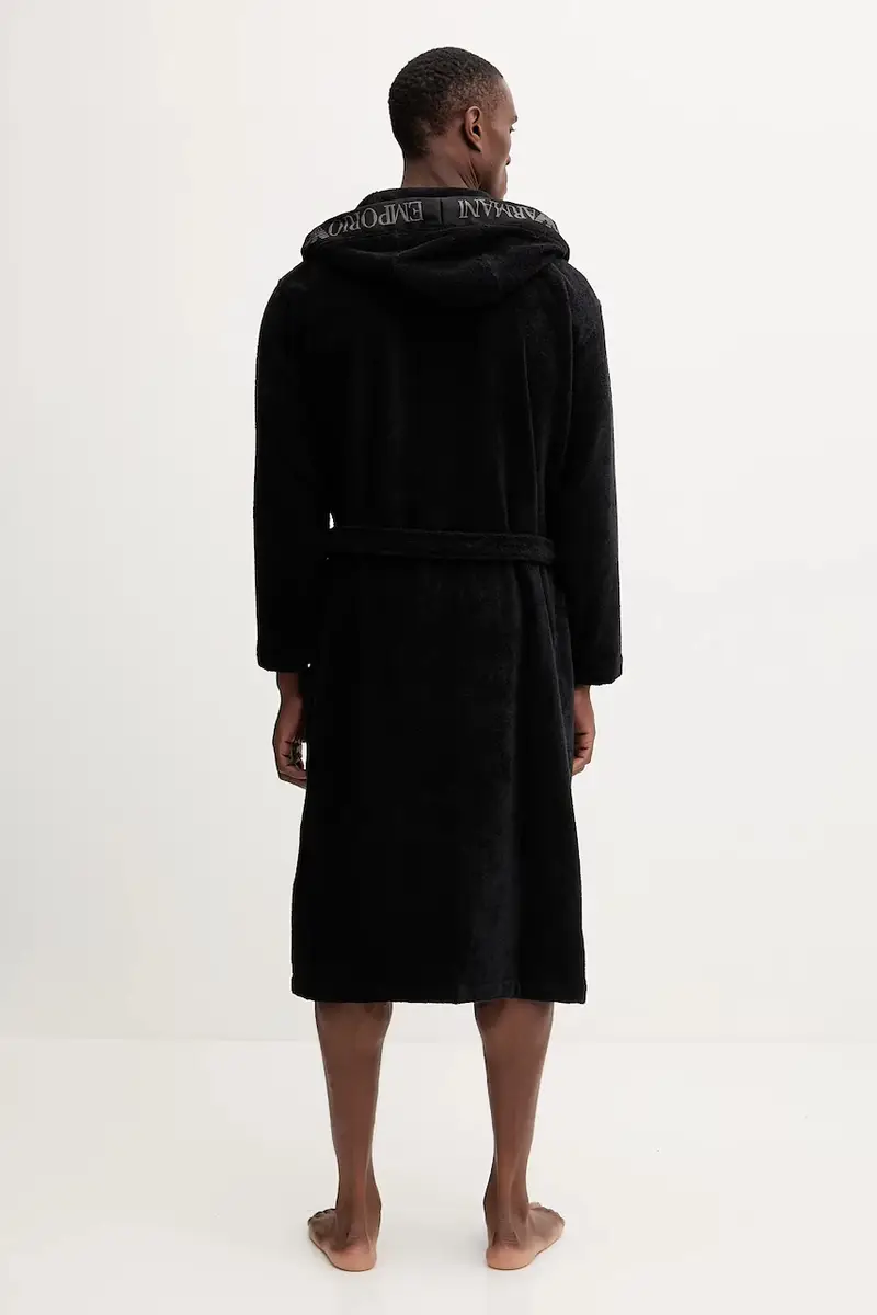 accappatoio in cotone colore nero EM002255 AF14986 miniatura 3