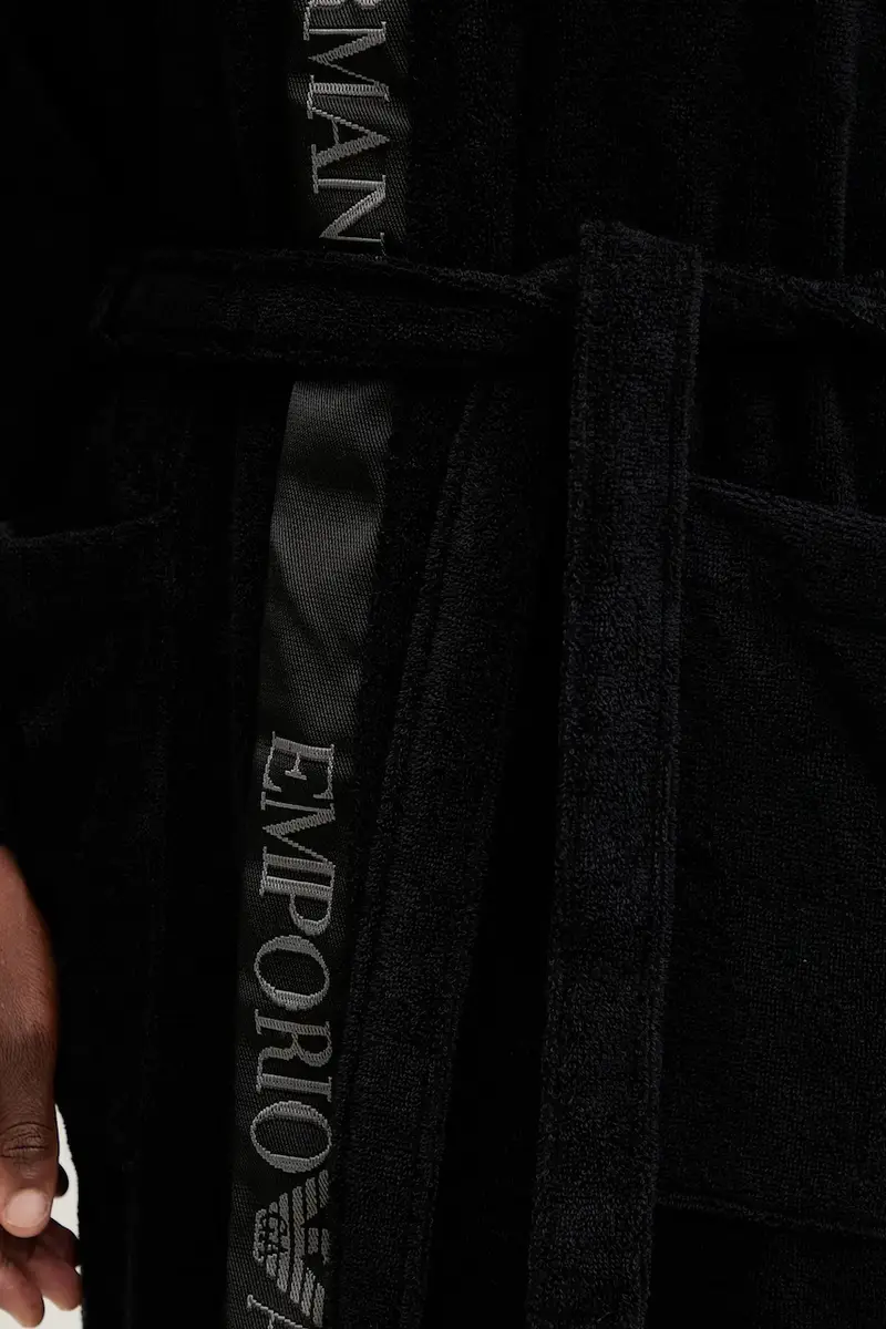 accappatoio in cotone colore nero EM002255 AF14986 miniatura 4