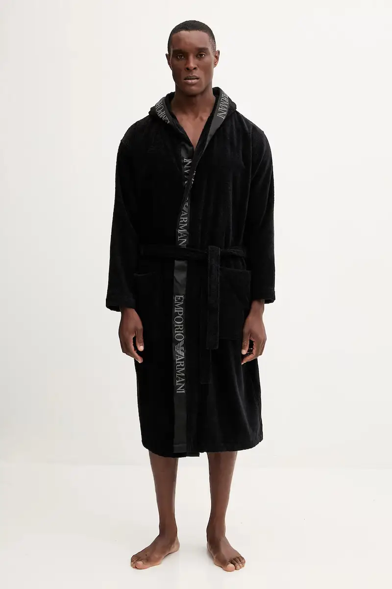 accappatoio in cotone colore nero EM002255 AF14986