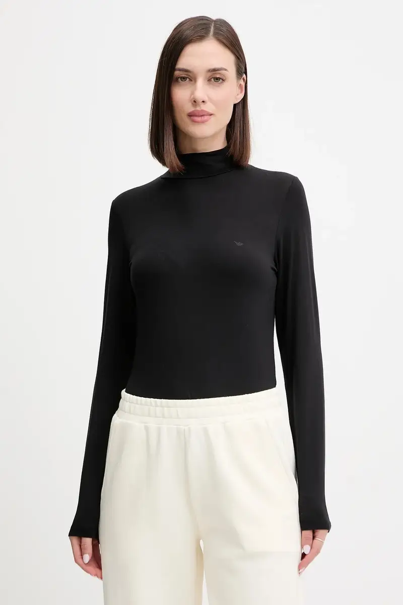 camicetta a maniche lunghe lounge con lana colore nero EW002039 AF15361 miniatura 3