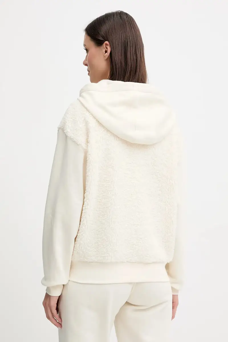 felpa donna colore beige con cappuccio con applicazione EW001937 AF15363 miniatura 3