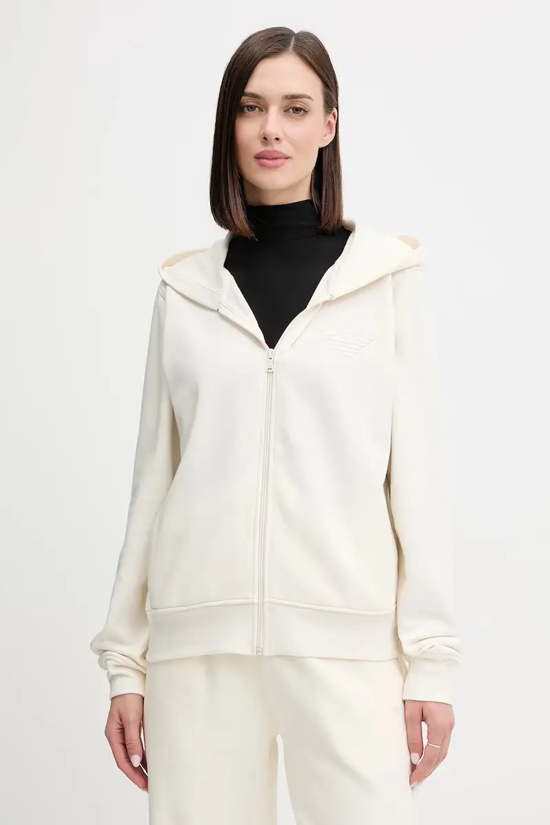 felpa donna colore beige con cappuccio EW000392 AF15356