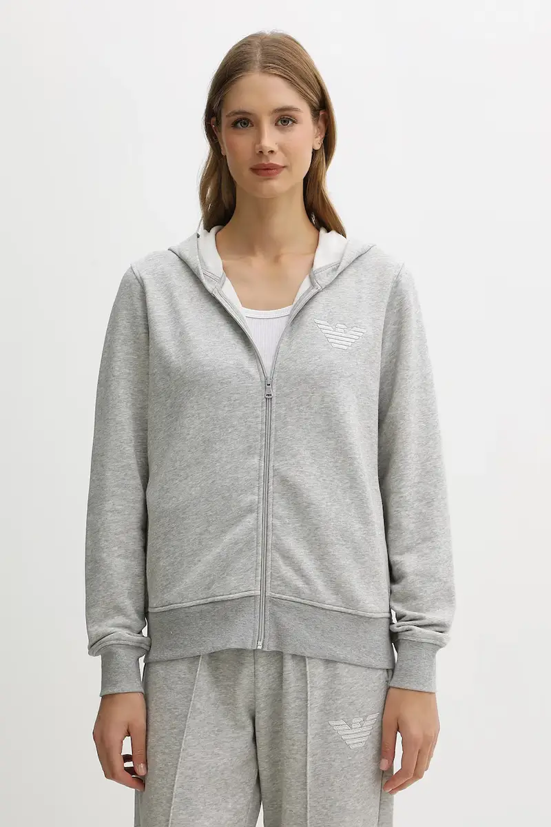 felpa donna colore grigio con cappuccio EW000392 AF15356