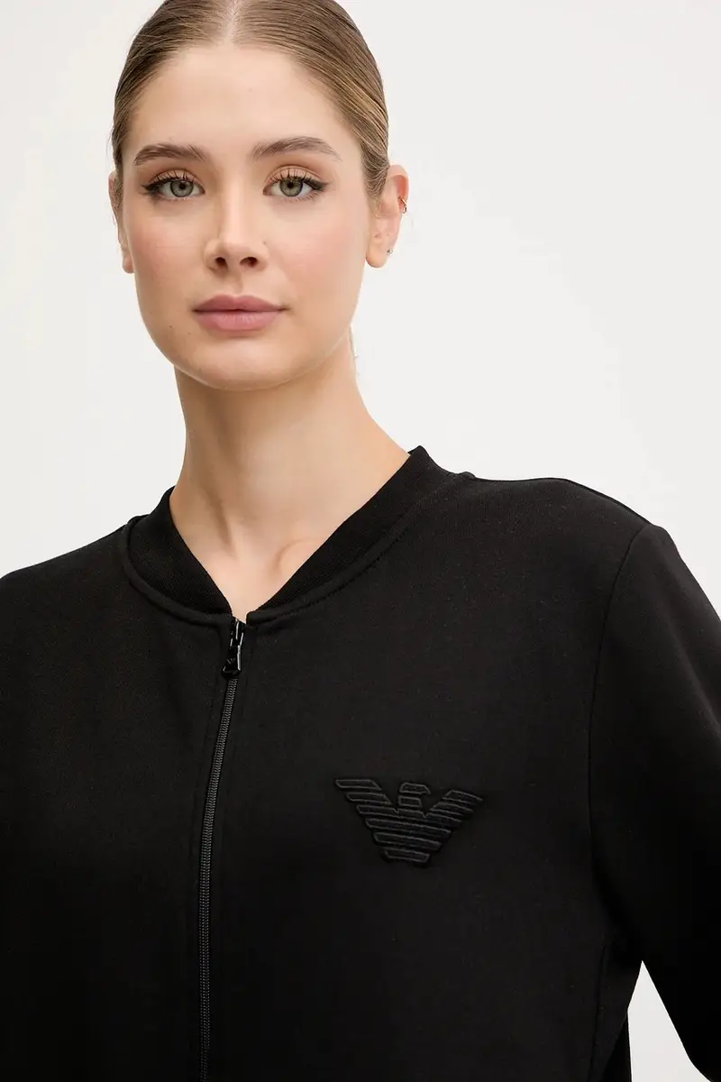 felpa lounge donna colore nero con applicazione EW001908 AF15356 miniatura 4