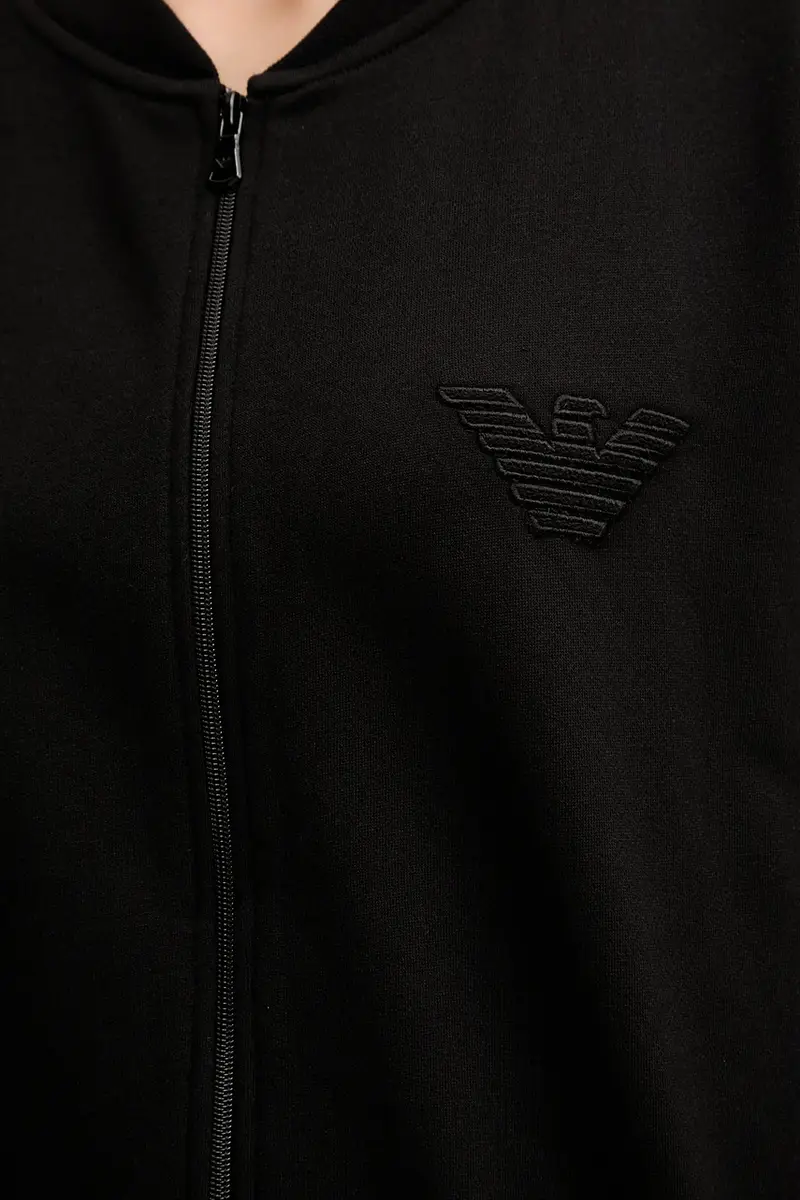 felpa lounge donna colore nero con applicazione EW001908 AF15356 miniatura 5