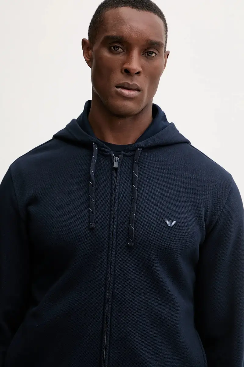 felpa lounge uomo colore blu navy con cappuccio EM000644 AF14982 miniatura 4