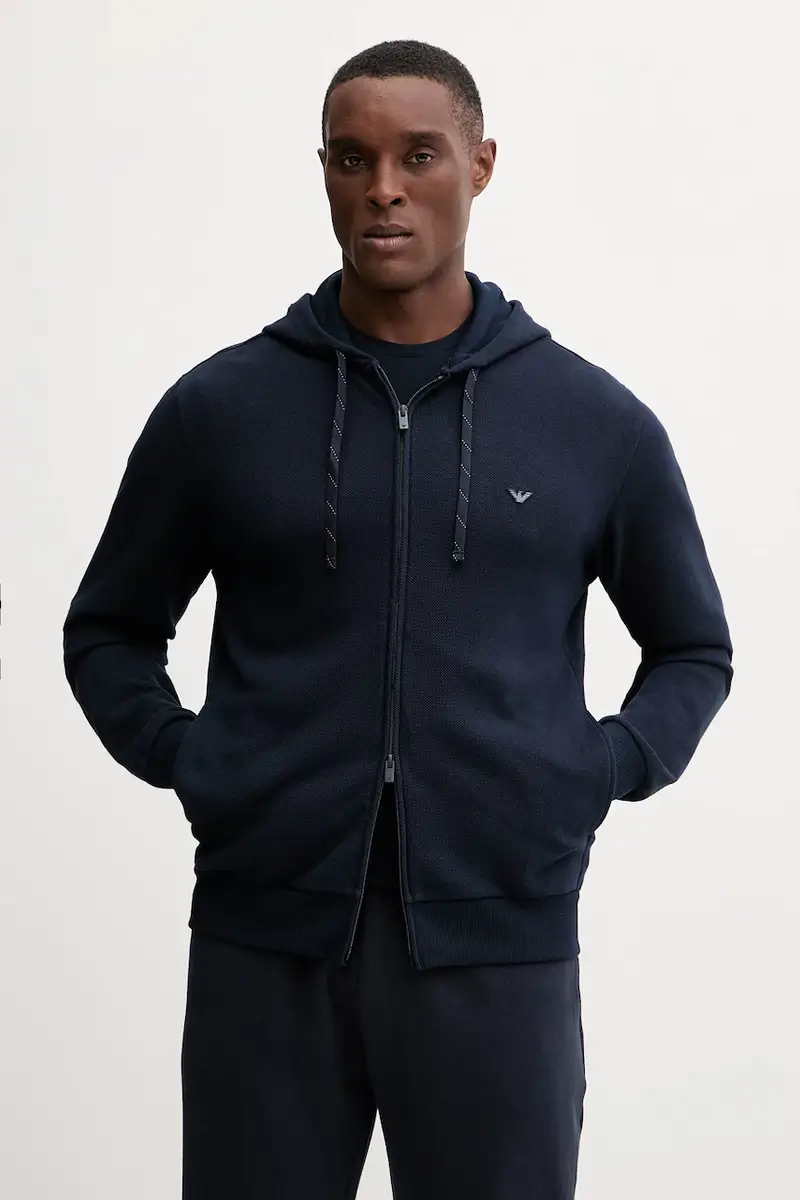 felpa lounge uomo colore blu navy con cappuccio EM000644 AF14982