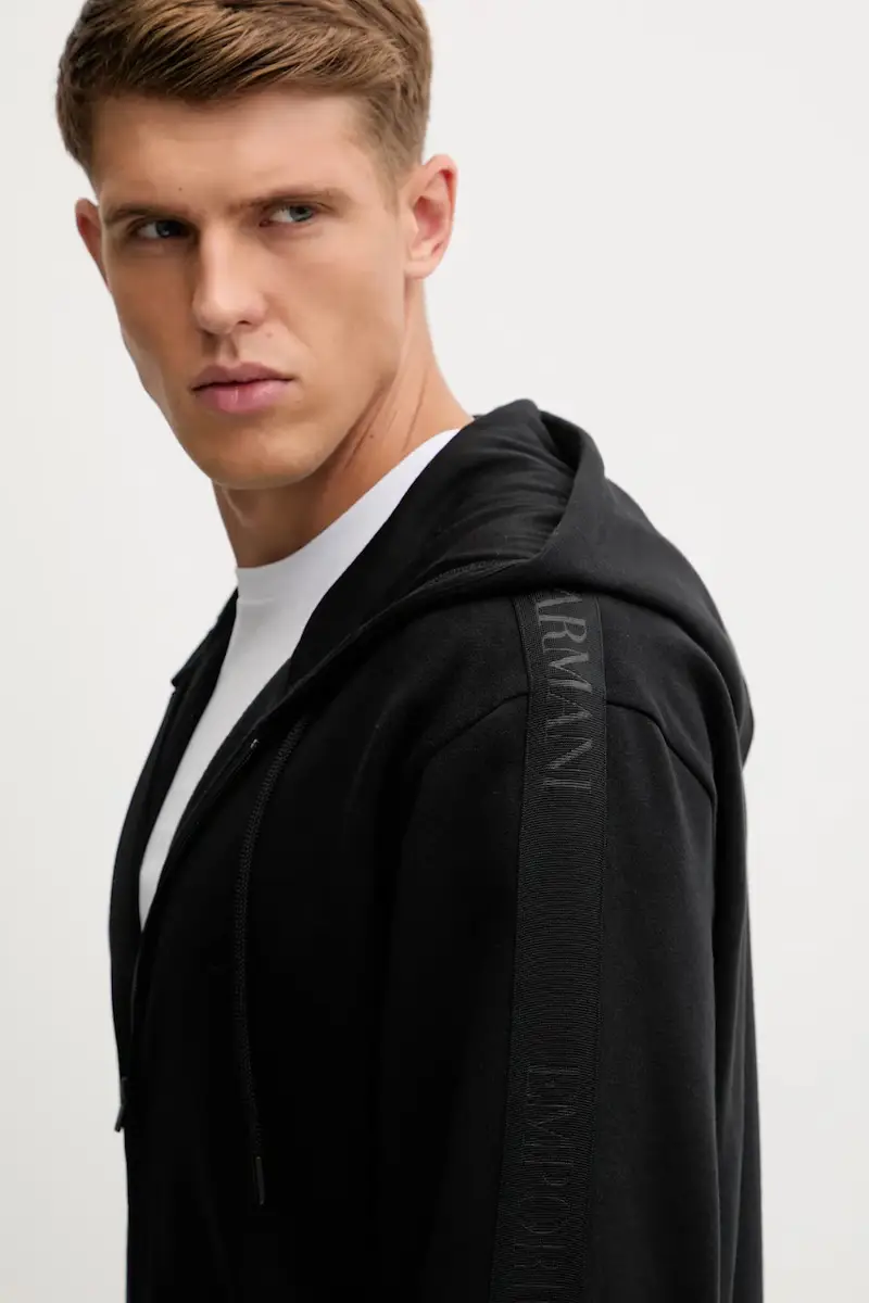 felpa lounge uomo colore nero con cappuccio EM000653 AF14976 miniatura 3