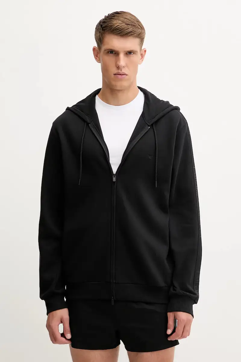 felpa lounge uomo colore nero con cappuccio EM000653 AF14976