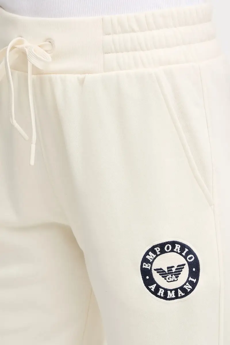 pantaloni tuta donna colore beige con applicazione EW001938 AF15363 miniatura 4