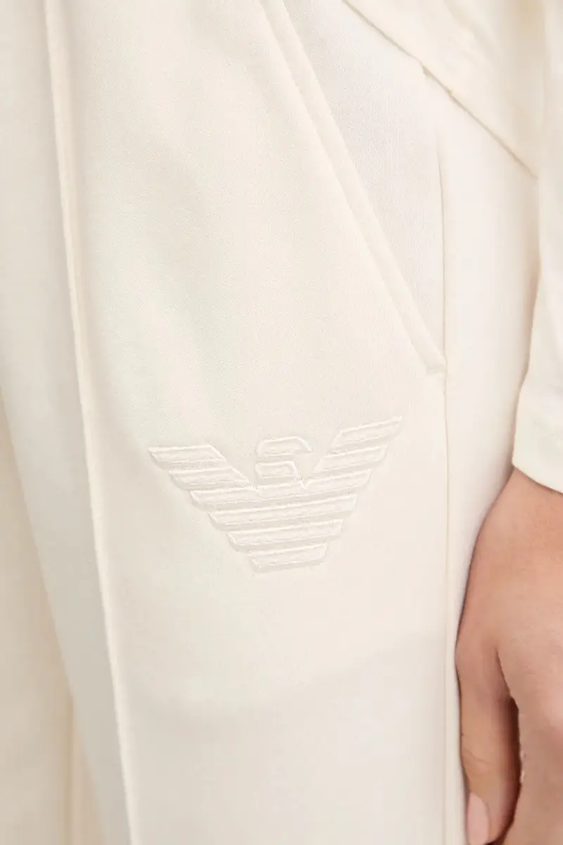 pantaloni tuta donna colore beige con applicazione EW002053 AF15356 miniatura 4