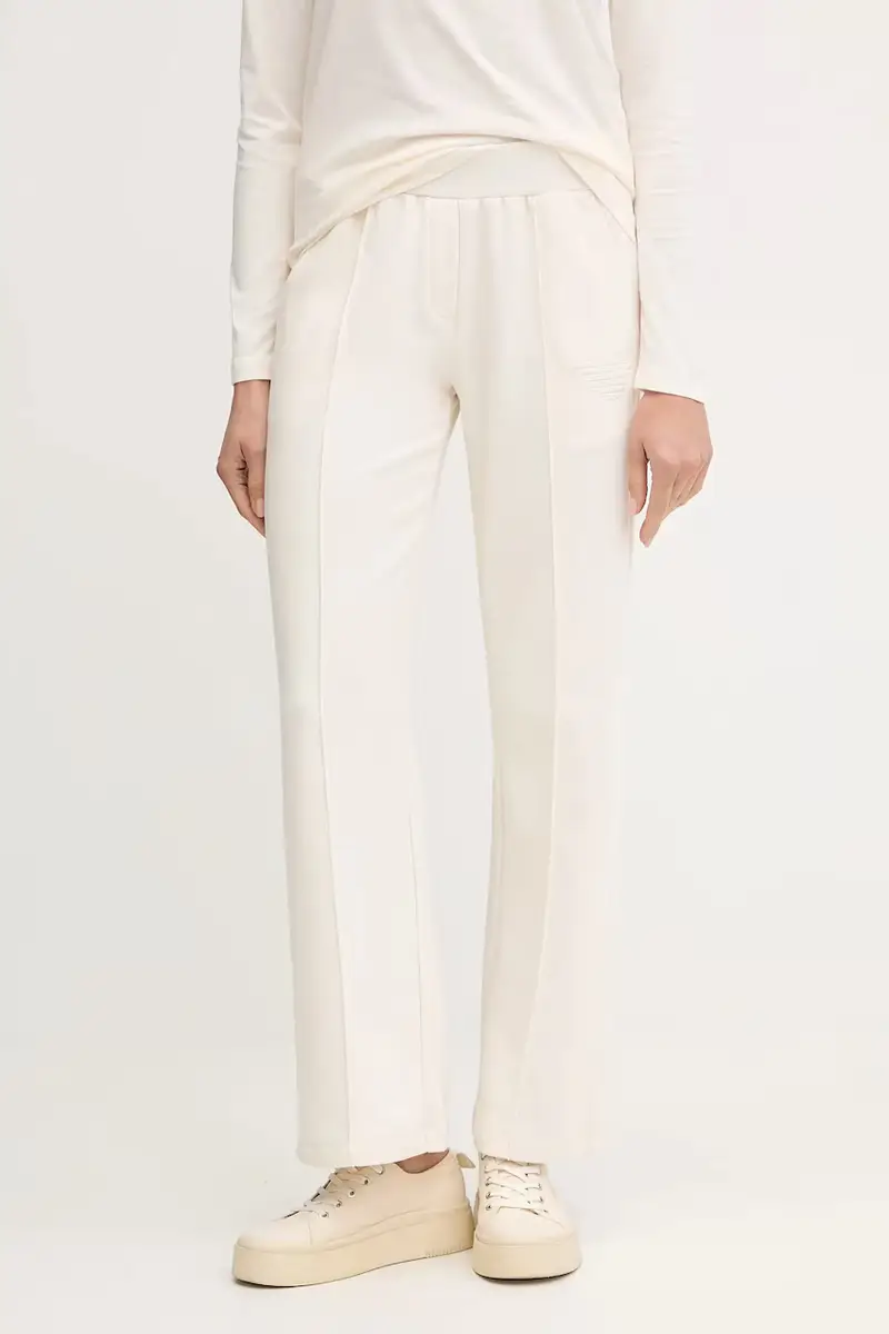 pantaloni tuta donna colore beige con applicazione EW002053 AF15356