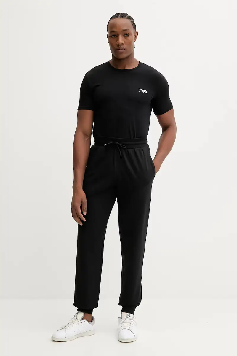 pantaloni tuta uomo colore nero con applicazione EM000500 AF14976 miniatura 2