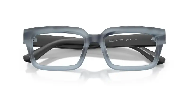Unisex Emporio Armani EA3277U 6368 Montature da vista Acetato Blu Trasparente Squadrata Normale miniatura 2
